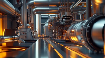 Fototapeta premium Modern Industrial Plant Interior Manufacturing Technology Automation