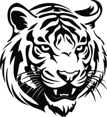 Obraz premium Black silhouette of white tiger head