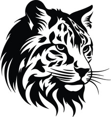 Obraz premium Black silhouette of wild cat head