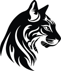 Obraz premium Black silhouette of wild cat head