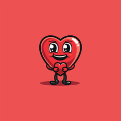 Fototapeta premium Cute heart has big eyes and mouth logo icon design template flat vector illustration