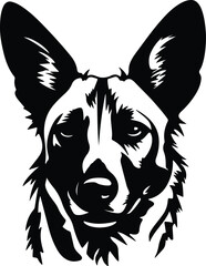 Obraz premium Black silhouette of wild dog head