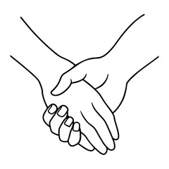 Fototapeta premium Hands Holding Together Outline Icon | Symbol of Unity, Support, and Friendship | Simple and Minimalist Vector Design for Teamwork, Collaboration, and Community Projects | Editable Icon for Non-Profit