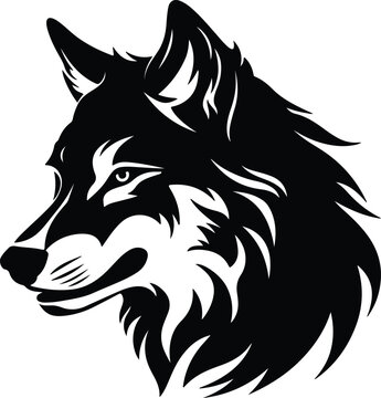 Black silhouette of wolf head