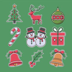 Merry Christmas Holiday Icons Set