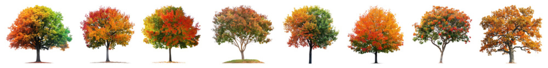 Naklejka premium Yellow autumn tree png cut out element set