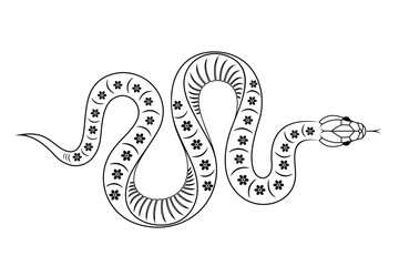 Snake vector. Chinese New Year 2025 elements, Tatto, Stencil.