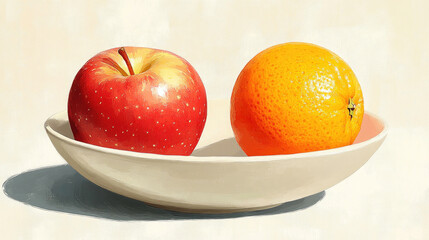 Oranges and apples placed on the plate