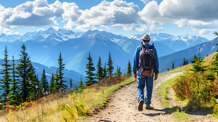 Naklejka premium Majestic mountains hike with stunning views
