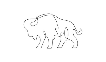 Bison line continuous single line simple illustration art