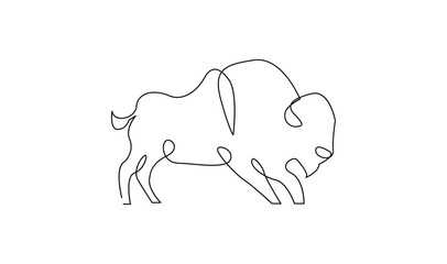 Bison line continuous single line simple illustration art