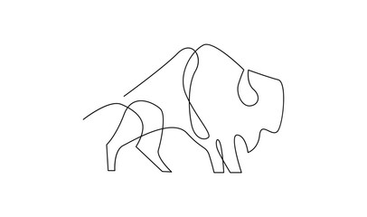 Fototapeta premium Bison line continuous single line simple illustration art