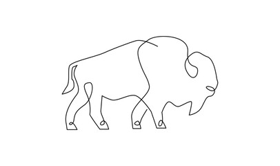 Bison line continuous single line simple illustration art
