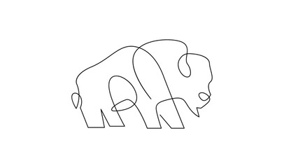 Bison line continuous single line simple illustration art