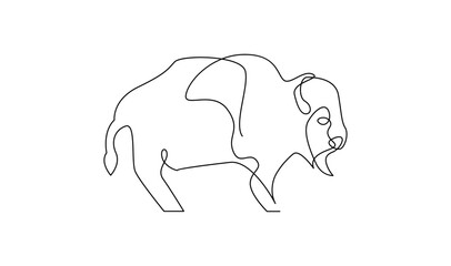 Bison line continuous single line simple illustration art