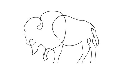 Bison line continuous single line simple illustration art