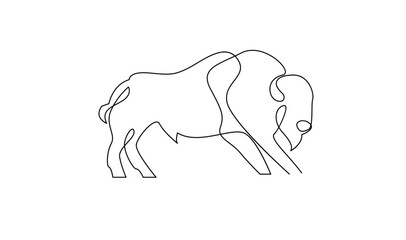 Bison line continuous single line simple illustration art