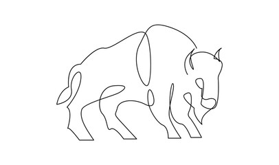 Bison line continuous single line simple illustration art