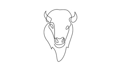 Bison line continuous single line simple illustration art