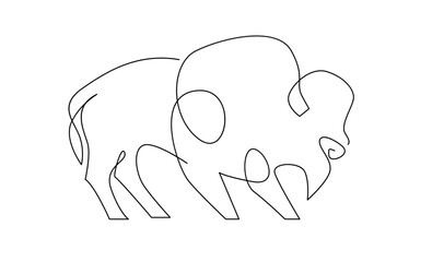 Bison line continuous single line simple illustration art