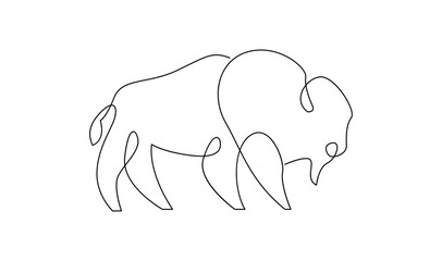 Bison line continuous single line simple illustration art