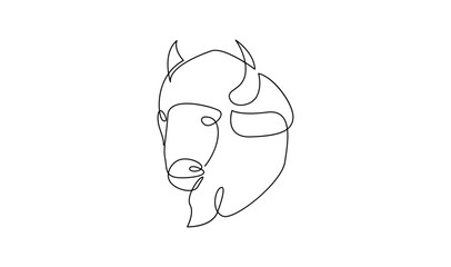 Bison line continuous single line simple illustration art