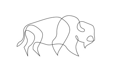 Bison line continuous single line simple illustration art