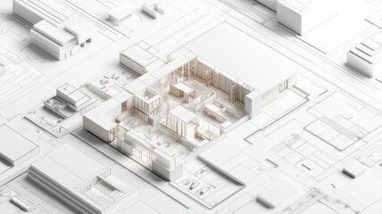 A minimalist architectural model showcasing a building layout.