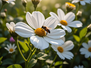 Obraz premium Honeybee on a Daisy