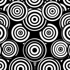 Fototapeta premium A striking black and white pattern of concentric circles creating a bold, modern aesthetic, perfect for contemporary designs.
