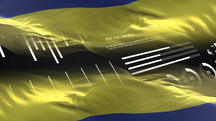 Colombia flag - Waving flag on report analytics data statement