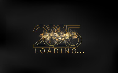 Exquisite gold design for New Year 2025 on black, highlighting the joy and elegance of the upcoming year