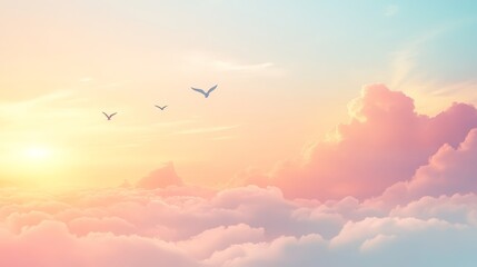 Obraz premium Soaring to new heights, bird in flight amidst a breathtaking cloudy sky majestic