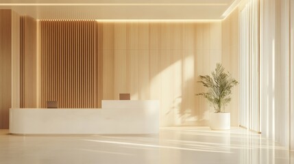 Modern white reception desk, a welcoming focal point for your business elegant