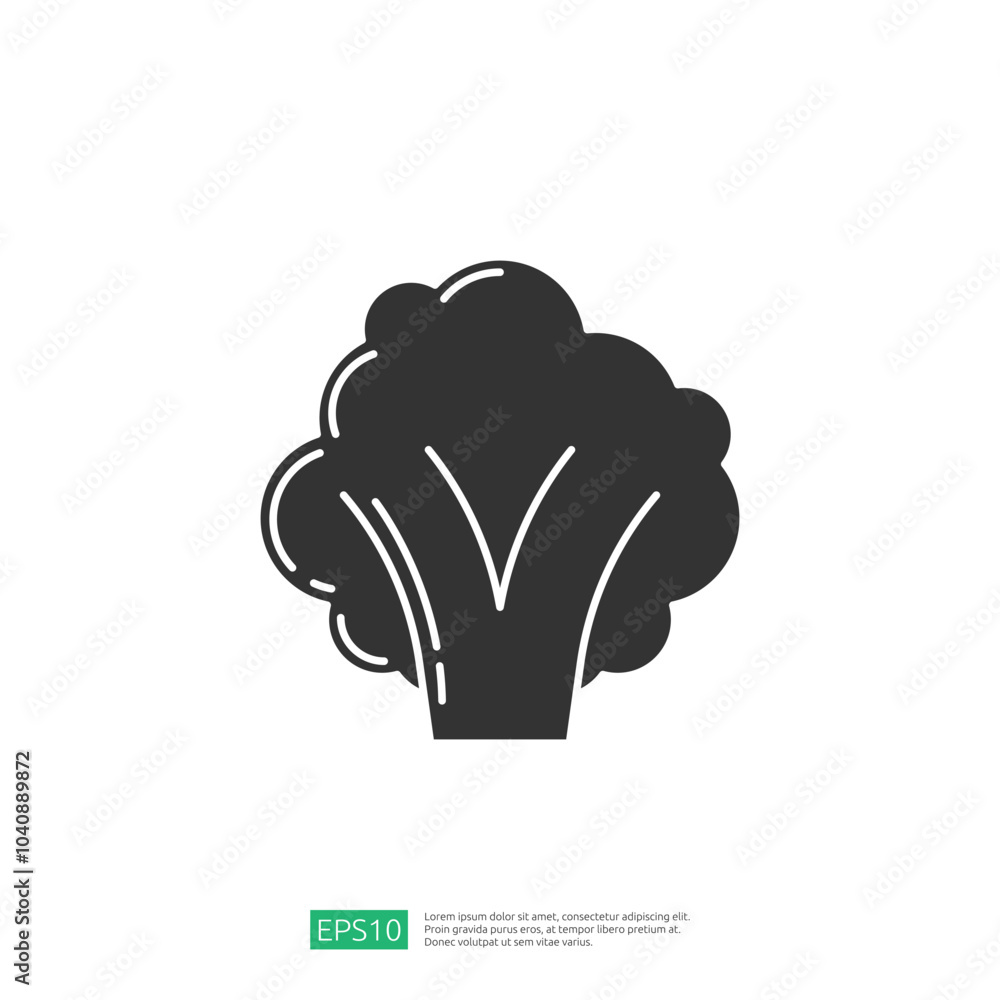 Poster the image features a simple, stylized graphic of a broccoli, emphasizing its shape and texture. it s