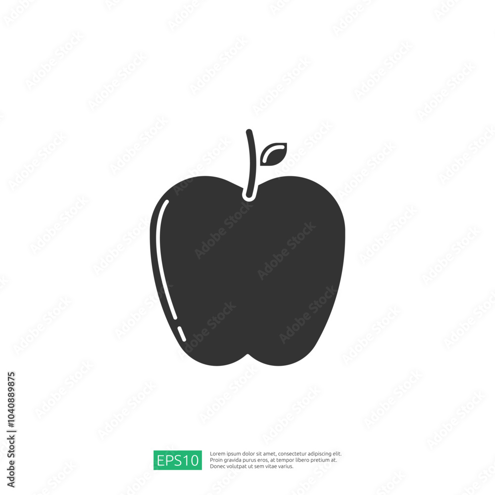 Poster the image features a simple, stylized silhouette of an apple, emphasizing its shape and form, likely