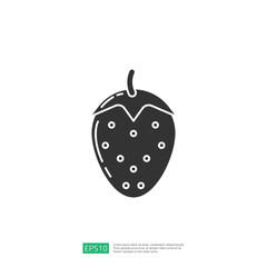 A simple, stylized illustration of a strawberry, featuring its characteristic shape and seeds, suitable for graphic design or food-related content.