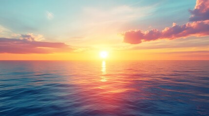 Obraz premium Spectacular ocean sunset, a breathtaking display of colors on the horizon tranquil