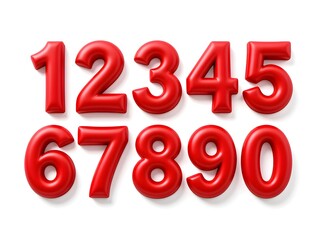 Red 3D Number Set