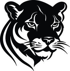 Black silhouette of cougar head