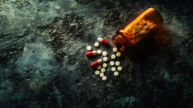 frasco con pildoras pastillas o medicamentos capsulas de medicina alopata y alternativa tratamiento para la salud y el bienestar 
