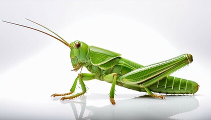 green grasshopper on a white background