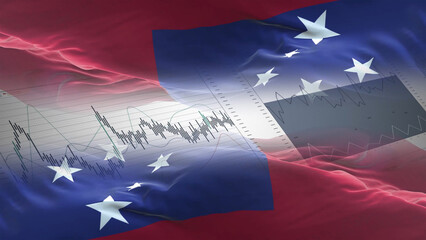 Samoa flag - Waving flag on report analytics data statement