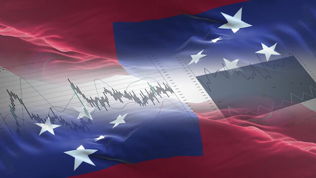 Samoa flag - Waving flag on report analytics data statement - Powered by Adobe