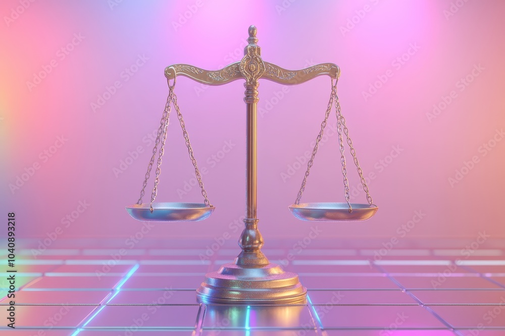 Poster a scale with two chains hanging from it