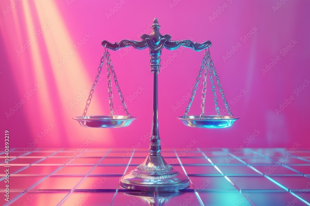 Poster a scale with two chains hanging from it