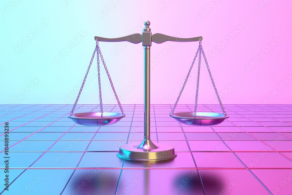 Poster a scale with two chains hanging from it