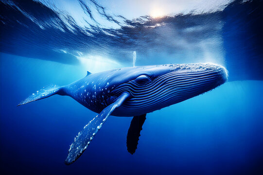 Ein gro&szlig;er Wal schwimmt im Ozean