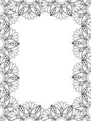 All these designs are hand-drawn and unique 
Flower Border is a Beautiful black-and-white illustration for adult coloring book,
This is a printable Beautiful Zentangle Coloring page for KDP Interior,