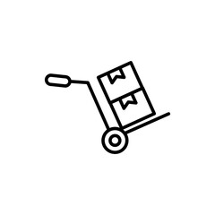 Hand truck with cardboard box line icon, vector flat trendy style illustration for web and app..eps